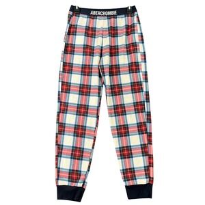 ABERCROMBIE Kids Waffle Knit Jogger Pants Red White Blue L Pajama Loungewear